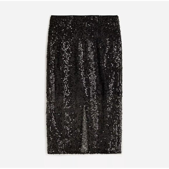 J.Crew Collection Black Sequin Sheer Midi Skirt (Size 8) Cocktail Party Holiday - Picture 4 of 8